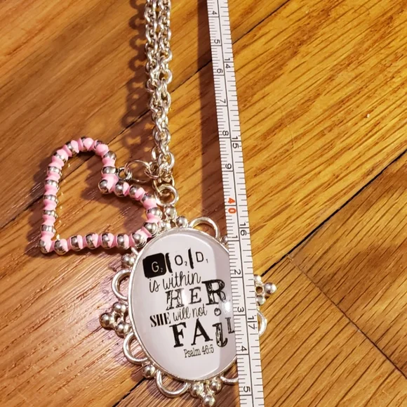 Plunder Retired Religious Saying Necklace with Earrings - Picture 7 of 8